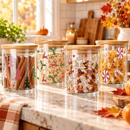 Set of 4 Christmas Food Canistersd with Lid,Xmas Home Kitchen Decor Gift - Image 6