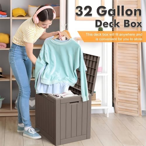 Outdoor Storage Box Waterproof, 32 Gallon Deck Box for Patio-2 Boxes - Image 2