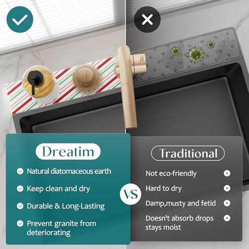 Stone Faucet Mat for Sink, Christmas Kitchen Mat & Home Decor, 23.6" x 3.9" - Image 6