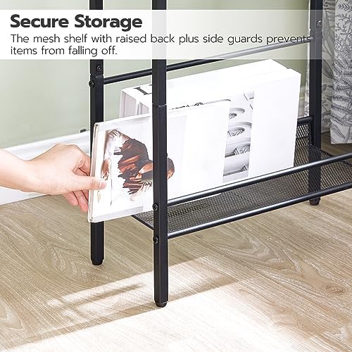 HOOBRO Small Narrow Side Table with Charging Station, Skinny End Table for Small Spaces, Slim Nightstand with USB Ports Outlet, Sofa Beside Table with Storage Shelf, Greige and Black BG102UBZ01 - Image 6