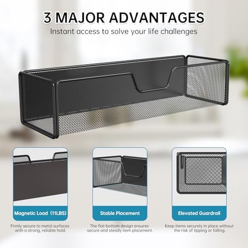 2 pack Magnetic Basket Organizer Holder for Fridge Magnetic Shelf Magnetic Storage Bin Box Containers for Refrigerator Whiteboard Classroom Magnetic Organizer - Image 3