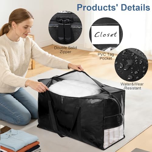 3Pcs Extra Large Heavy Duty Moving Bags with Reinforced Zippers & Handles - Image 3