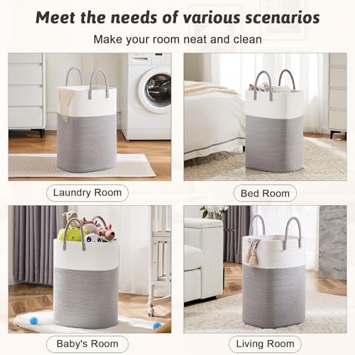 Artfeel Laundry Basket,Woven Cotton Rope Laundry Hamper,60L Versatile Storage for Dirty Clothes,Baby Toys,and Blankets in Bathroom, Nursery,and Living Room - Image 5