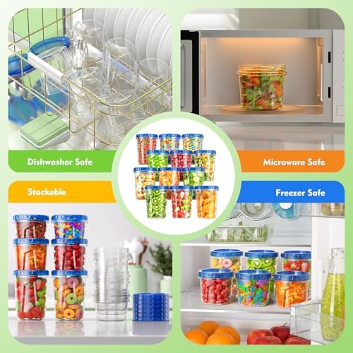 BiuLeon [12 Pack-34oz Freezer Storage Containers, Plastic Soup Containers with Lids, BPA Free Food Storage Containers with Twist Top Lids, Reusable Meal Prep Containers - Image 4