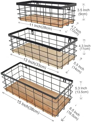 ShabbyDecor Metal Wire Basket for Kitchen Cabinets,Pantry,Bathroom,Set of 3 - Image 2