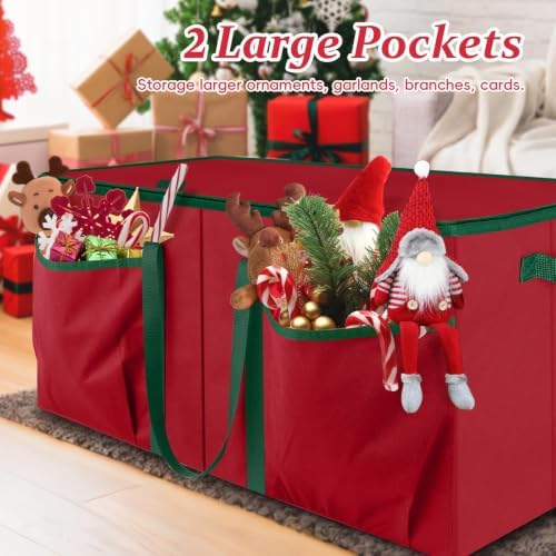 SeasonBliss Christmas Ornament Storage Box, Large Holds 128 Balls, Red - Image 6