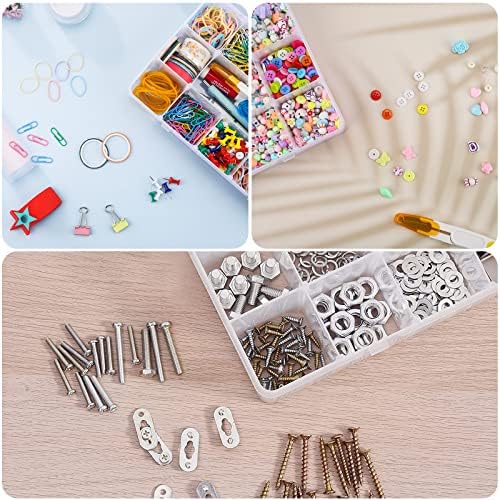 Exptolii 15 Large Grids Plastic Organizer Box with Dividers, 2 Pack Clear Compartment Container Storage for Washi Tapes Beads Crafts Jewelry Fishing Tackles, Size 11 x 6.3 x 2.2 in - Image 6