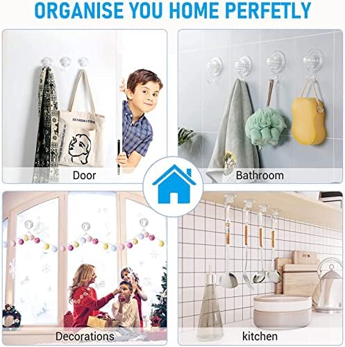 Quntis Clear Plastic Suction Cup Hooks Wreath Hanger 6 Pack - Image 5