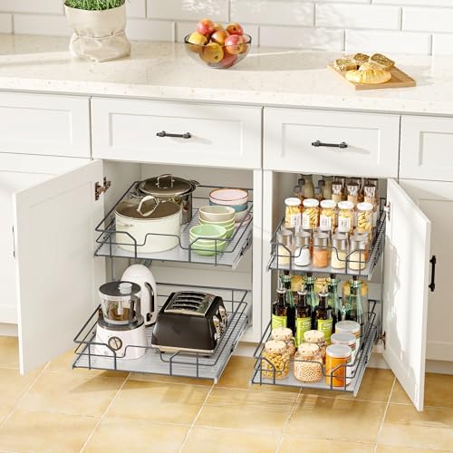 2-Tier Pull Out Cabinet Organizer (20" W x 22" D) - Image 2