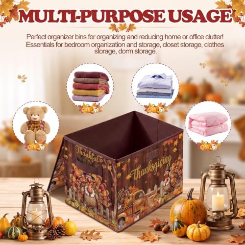 Briwooody Thanksgiving Turkey Storage Bin with Lid and Carrying Handle - Image 4