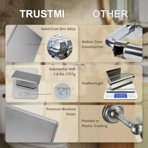 TRUSTMI Toilet Paper Holder with Shelf & Phone Stand, Brushed Nickel - Image 3