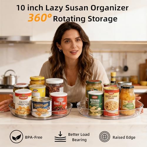 4 Pack Lazy Susan 10 inch Turntable for Spice Organization - Image 2