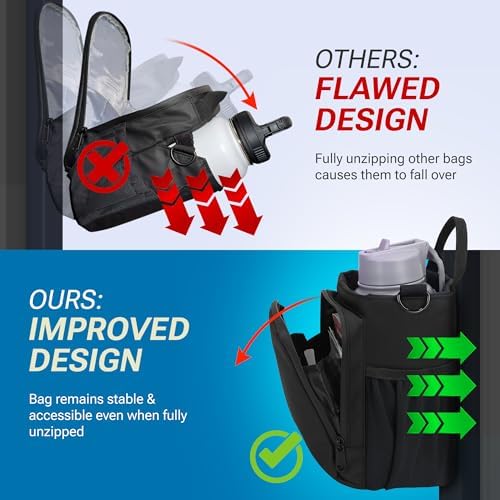 WulfPack Magnetic Gym Bag, Magnetic Bottle Bag, Water Bottle Carrier Holder with Large Phone Pockets, Large Pockets, Gym Bag, Work, and Sports (Black) - Image 4