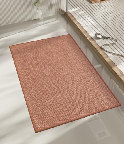 chakme Bathroom Rugs Mat 32x17, Ultra Thin Non Slip Bath Mat Quick Dry Absorbent Bath Mat for Bathroom Floor, (Dark Pink, 32"x17") by CHAKME