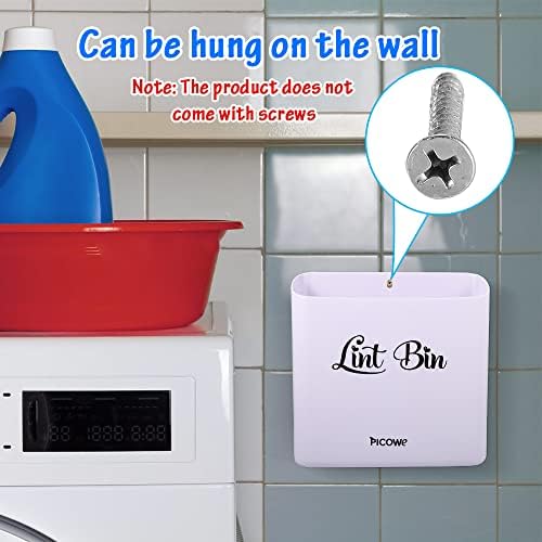 Picowe Magnetic Laundry Storage, Large Lint Holder Bin for Laundry Room, Space-Saving Trash Container Hanging on Dryer, Washer or Wall Mount (Gray White) - Image 5