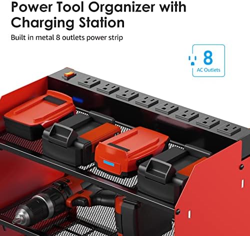 CCCEI Wall Mount Modular Tool Charging Organizer, Red, 1 Pack, 3 Tier. - Image 2