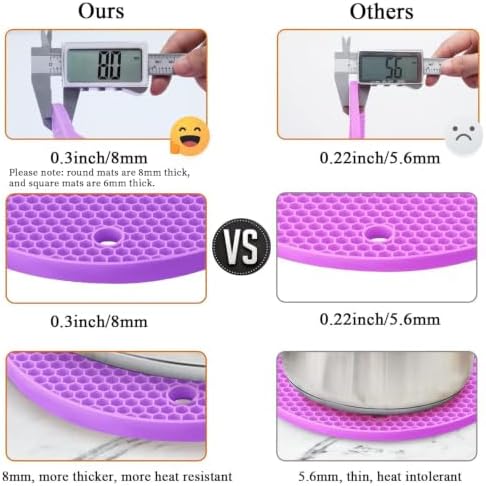 Silicone Silicone Trivet for Hot Dishes, 4 Pack Purple Heat Resistant Silicone Hot Pads Pot Holders for Kitchen Counter Non-Slip Trivets for Hot Pots and Pans, Small Dish Drying Mat & Spoon Rest - Image 5