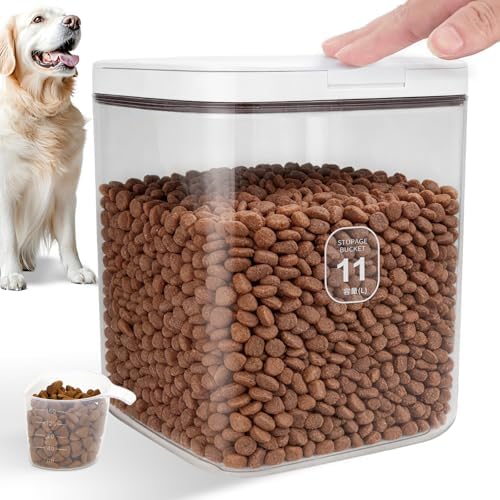 LEAWALK 10 Lbs Airtight Dog Cat Pet Food Storage Container PopTop White-C by LEAWALK