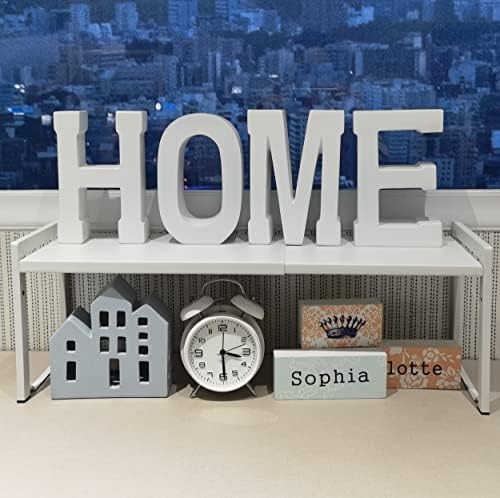 Expandable Cabinet Shelf 7.9"D Adjustable Countertop Riser Metal Rack White by Urhomeyplus