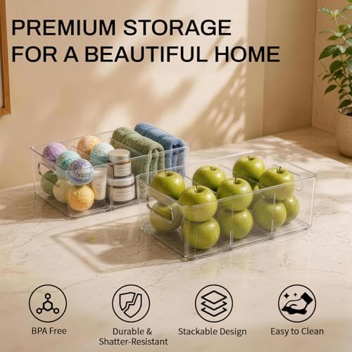 Mpotmiy 4-Pack Pantry Organizers and Storage, Clear Fridge Organizer Bins - Image 2