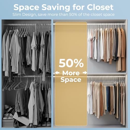 HOUSE DAY White Plastic Hangers 40 Pack, Slim Space-Saving Clothes Hangers - Image 5
