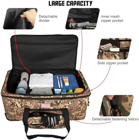 150L Large Rolling Duffle Bag with Wheels, Heavy Duty 32'' Tri-Wheel Gear Hauler for Camping,Moving Sports Equipment,Military & Airline Checked Bag Approved,Camo - Image 3