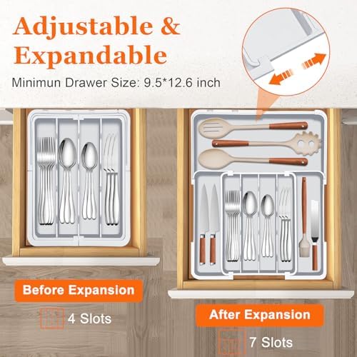 Spaclear Adjustable Silverware Drawer Organizer, Utensil Tray for Kitchen - Image 3