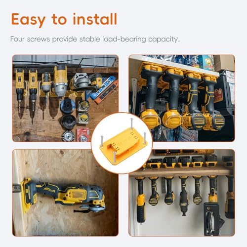 Tool Holders and Battery Mounts Compatible with Dewalt 20V and 60V, Heavy-Duty ABS Wall Organizer Rack with Screws, Drill and Battery Holder Mount for Garage, Workshop, Job Site (20 Pack) - Image 4