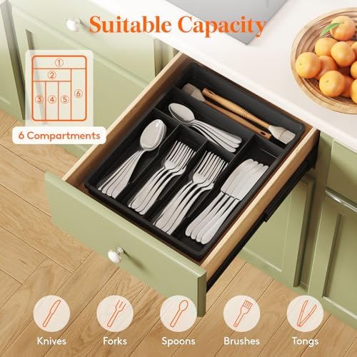 Lifewit Silverware Drawer Organizer Tray, Cutlery Storage for Kitchen - Image 4