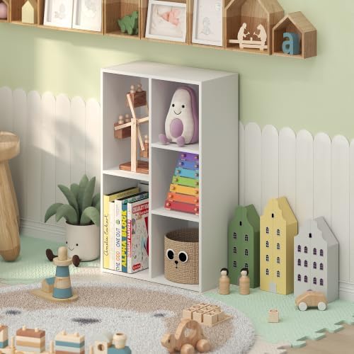 Furinno LUDER 5-Cube Book Shelf, Kids Bookshelf, Toy Storage, White by Furinno-FitsYourSpaceFitsYourBudget