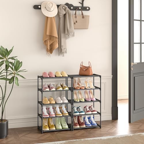 Autonomier 10 Tier Tall Shoe Rack, Non-Woven Fabrics Narrow Shoe Shelf - Image 2