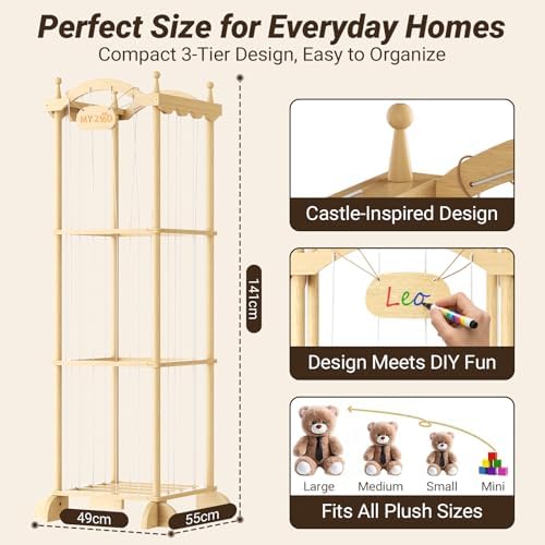 COSYLAND Stuffed Animal Storage Plushies Organizer for Kids Room - Image 3