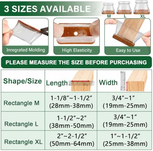 YOZON Chair Leg Floor Protectors Silicone Caps Felt Furniture Pads Covers - Image 3