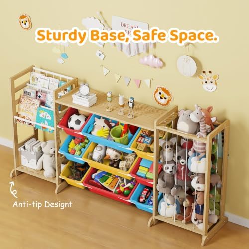 65" Large Toy Storage Organizer with Bookshelf and Stuffed Animal Storage - Image 4