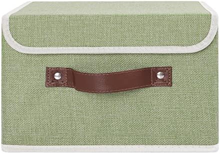 ANMINY Fabric Storage Box Bins with Lids, Green, 10"x8"x7" - Image 2