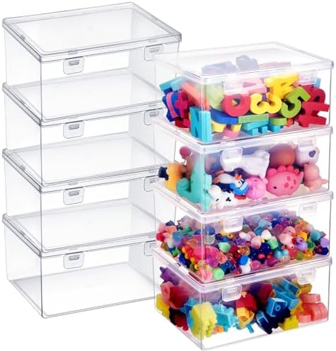 SiliFine 8 Pcs Clear Plastic Storage Bins with Lids Stackable for Toys by SiliFine
