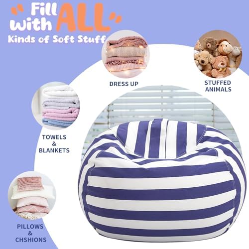 WEKAPO Stuffed Animal Storage Bean Bag Chair Cover for Kids - Image 4