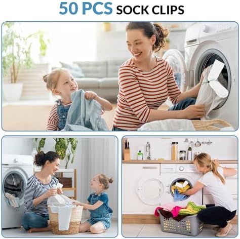 50Pcs Sock Clips - Amazing Laundry Sock Holder and Tie Clips - Organizer for Washing Machine and Dryer - Image 2