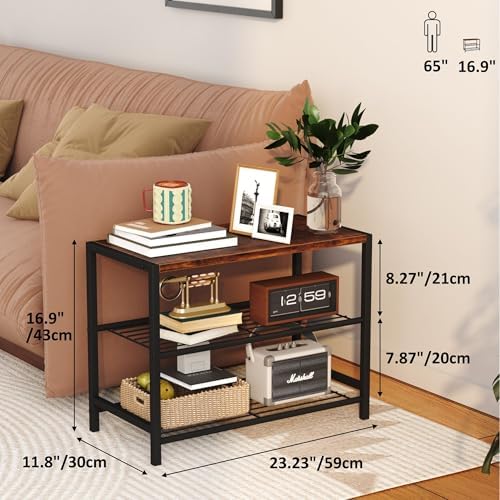 Yusong Shoe Rack Organizer, 3 Tier Industrial Shoe Storage Shelf for Closet Entryway, Narrow Sturdy Metal Shoe Shelves, Rustic Brown - Image 3