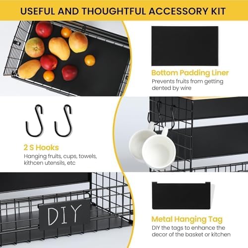 [WIDER SHELF] 1 SET Strong Magnetic Shelf Basket for Fridge with Tag & Bamboo Top, XXL Large Magnetic Spice Rack Shelves for Side of Refrigerator, Kitchen Pantry Storage Organizer for Food Fruit Veg - Image 3