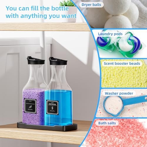 35oz Laundry Detergent Dispenser,Liquid Container,Black with Plastic Tray - Image 4