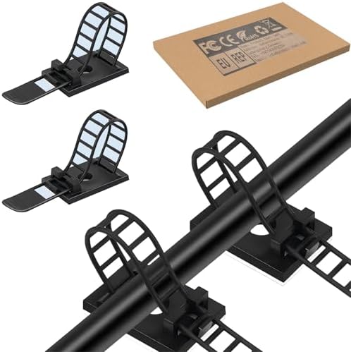 Adjustable Adhesive Cable Management Clips for Desk, Black, 50 Pcs by SZFUDIGO