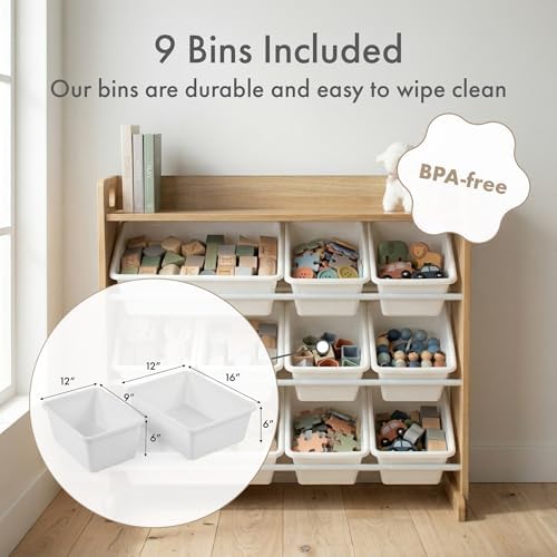 Humble Crew Kids Toy Organizer with Display Shelf, 9 Bins, 3 Tier Storage - Image 4