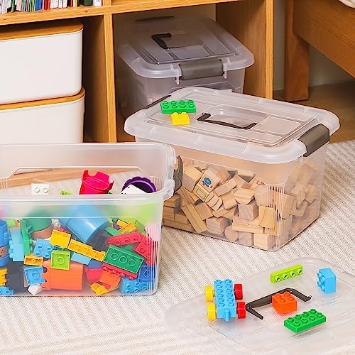 Citylife 6 Packs 13.7 QT Storage Bins with Lids Clear Plastic Bins with Grey Handle Stackable Storage Containers for Organizing - Image 3