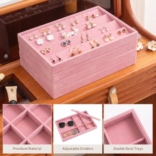 Frebeauty Jewelry Trays for Drawer,Set of 4 Jewelry Organizer and Storage - Image 5