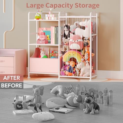 BBLIKE Toy Storage Organizer, Stuffed Animal Storage with Toy Bin, Pink - Image 3