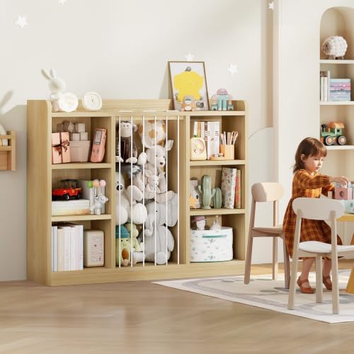 ONBRILL 2-in-1 Toy Storage Organizer with Stuffed Animal Storage, Natural - Image 2