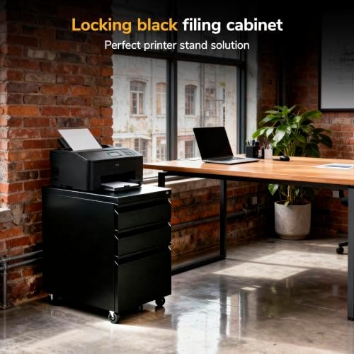 Mount-It! 3 Drawer File Cabinet with Lock and Wheels, Heavy-Duty Steel Rolling Drawer Cabinet, Fully Assembled Under Desk Filing Cabinet for Home Office Storage, 15.3" W x 19.75" D x 24.5" H, Black - Image 6