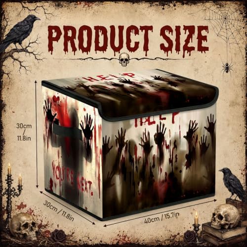 Briwooody Bloody Horror Halloween Storage Bin with Lid and Carrying Handle - Image 2