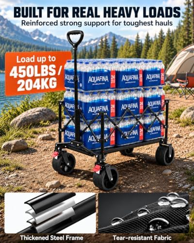 Hikenture Wagons Carts Foldable, 450 LBS Capacity Collapsible Beach Wagon - Image 4